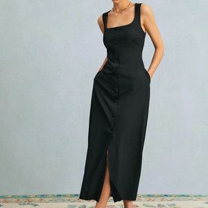 NWT Rihoas Black U Neck Maxi Dress